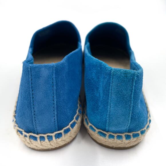 Tory Burch Suede Flat Espadrilles Cyan Blue Cap Toe Slip On Sz 8 - Picture 8 of 10